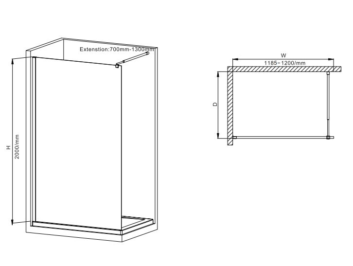 Душова перегородка Mixxus Premium FLAT SP01-120x200-TR Chrome Walk-In прозоре скло 8мм - Зображення 4