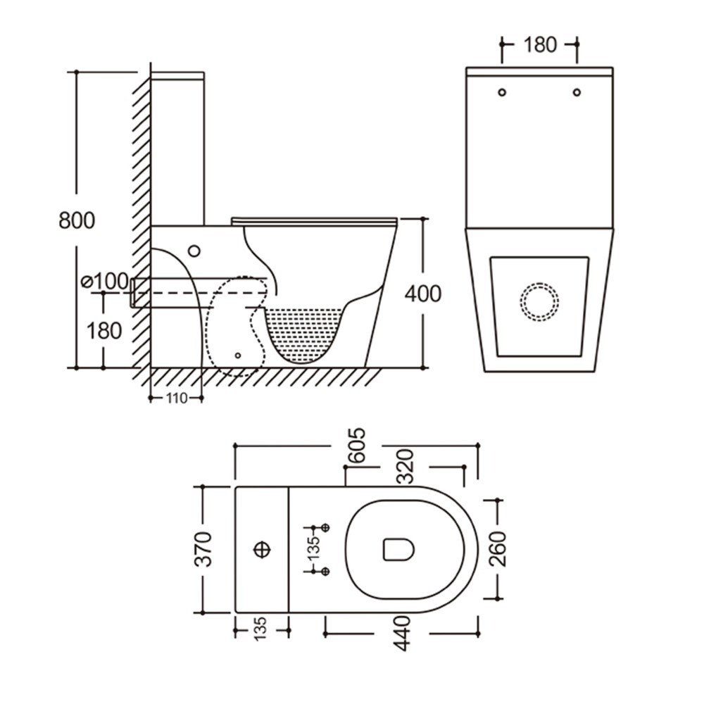 Унітаз-компакт Mixxus BEVEL-0405-R 605×370×800 мм, система змиву RIMLESS, білий - Зображення 4