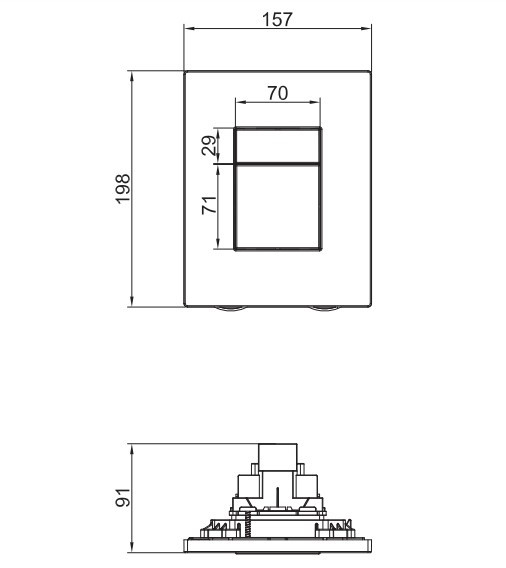 Панель змиву пластикова KOER KT-0607-07 157x198x3mm, кнопка квадратна - Зображення 4
