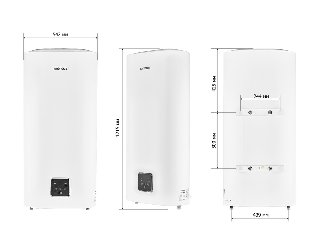 Плоский бойлер з сухим теном 100л 2 kW MIXXUS EWH-10100 - Зображення 2