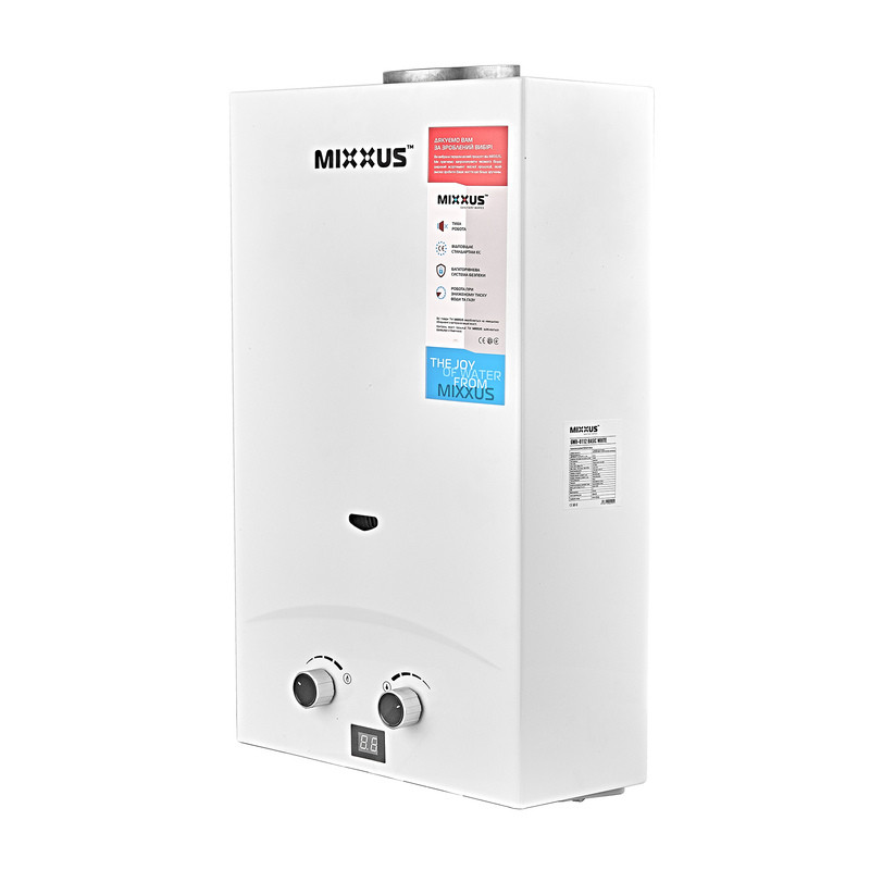 Газова колонка Mixxus GWH-0112 BASIC WHITE димохідна 12 л/хв - Зображення 3