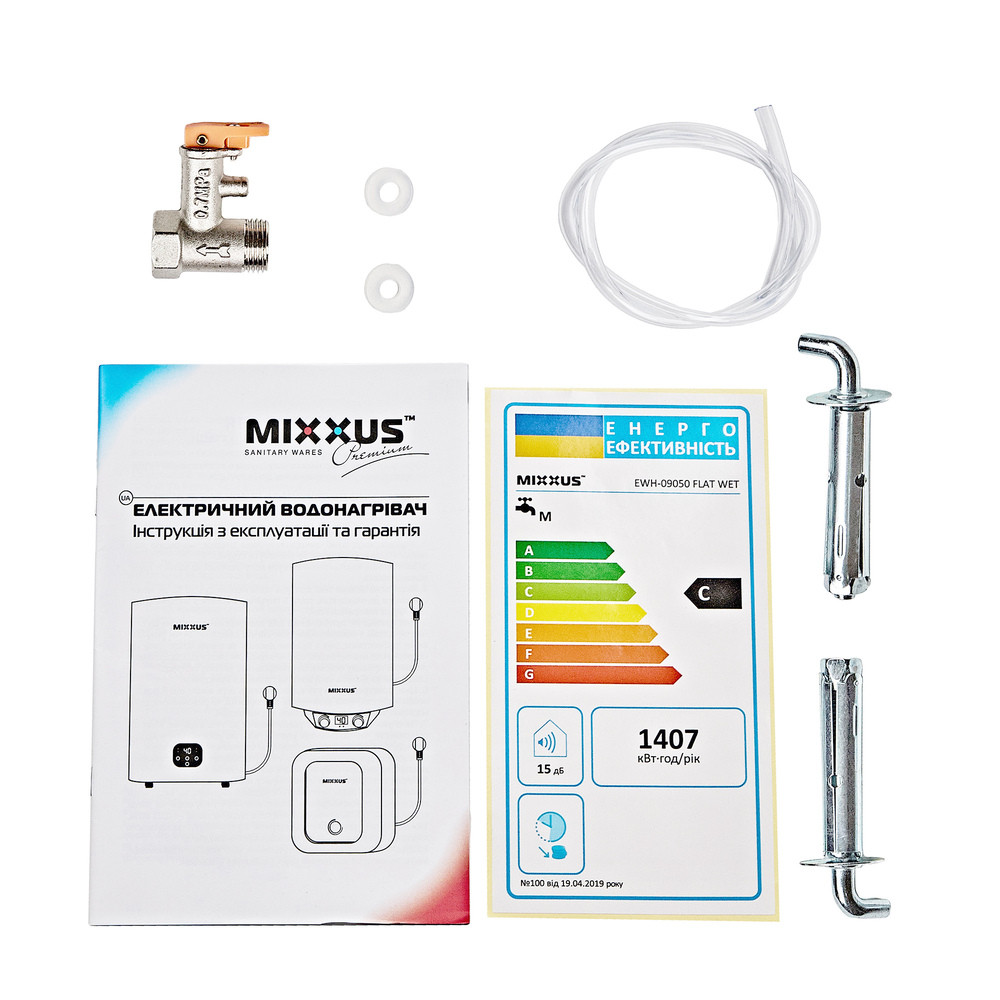Плоский бойлер з мокрим теном 80л 2 kW MIXXUS EWH-09080 - Зображення 3