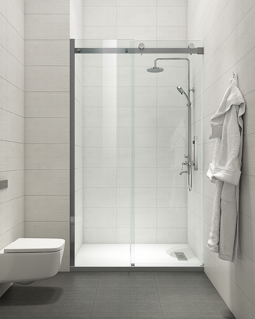 Двері в нішу KOER SR SD01-120x200-TR-07 прозоре скло Easy Clean 8мм, графіт - Зображення 5