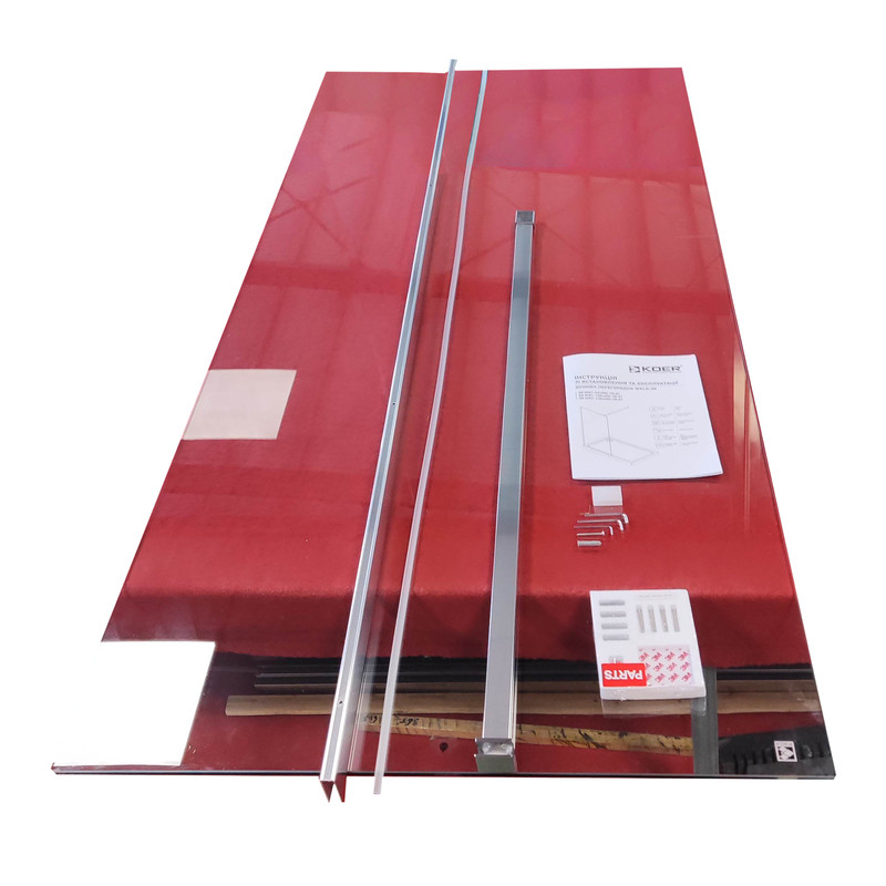 Душова перегородка KOER SR SP01-90x200-TR-01 Walk-In прозоре скло Easy Clean 8мм, хром - Зображення 5