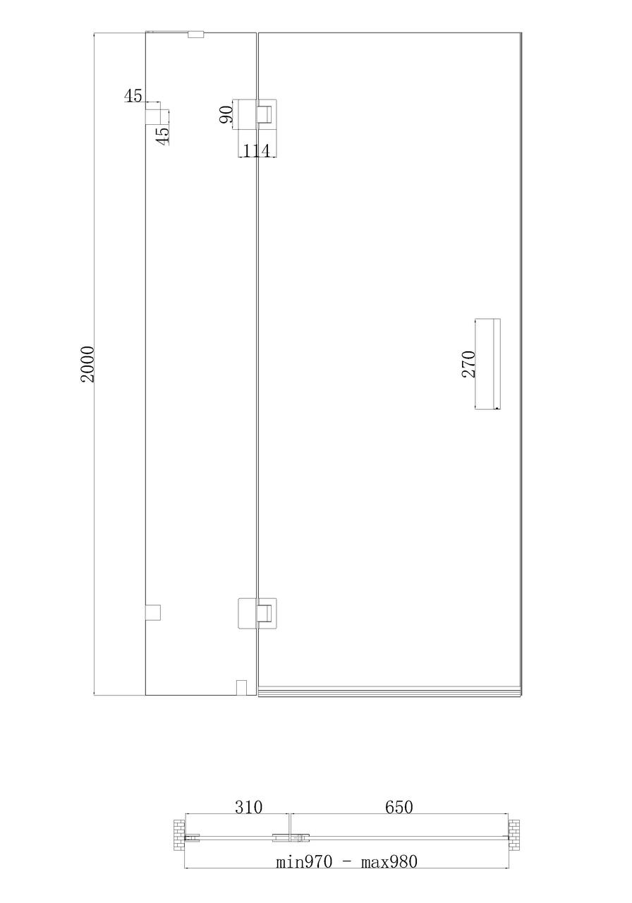 Двері в нішу KOER SR SD04-100x200-TR-01 прозоре скло Easy Clean 10мм, хром - Зображення 4