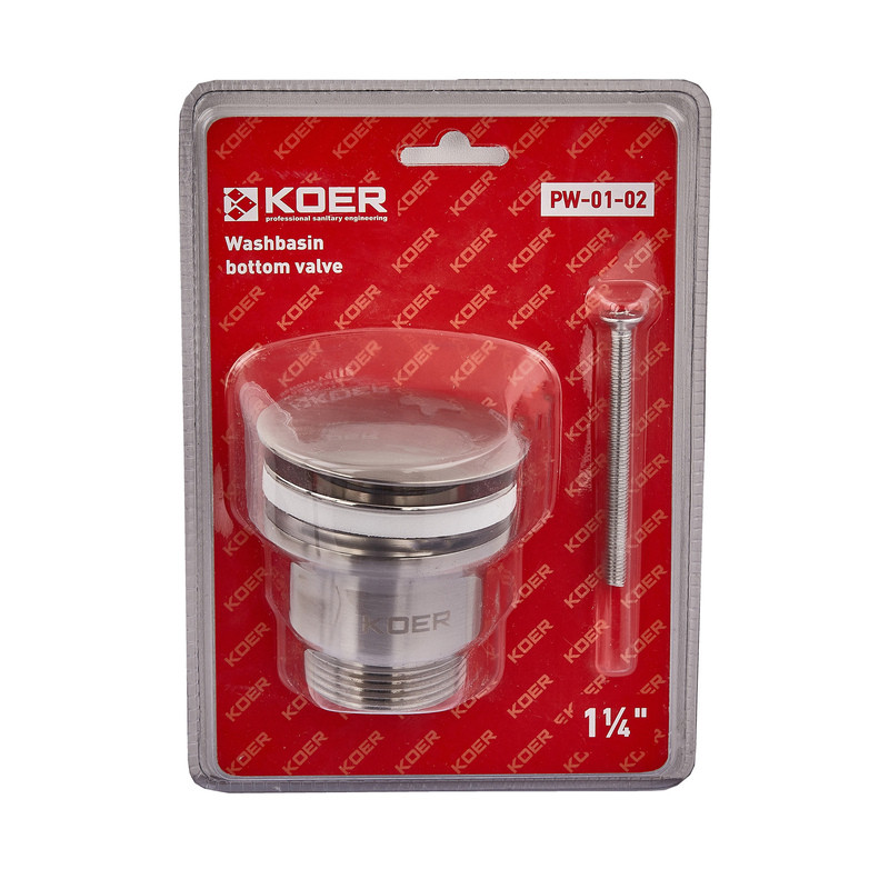 Донний клапан для раковини універсальний KOER PW-01-02 автоматичний SS COLOR 1 1/4'' - Зображення 3