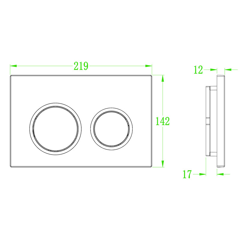 Панель змиву KOER KT-0605-01 220x140x12mm пластикова, кнопка кругла - Зображення 3