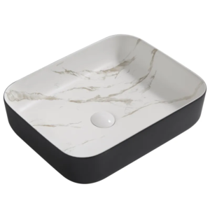 Раковина накладна MIXXUS PREMIUM DIVERSE-0110 MARBLE-BLACK 500х390х130mm