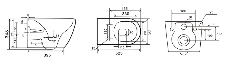Унітаз підвісний Mixxus Premium ELLIPSE-0309-T1 GRAY 530x360x350mm система змиву TORNADO 1.0 - Зображення 2