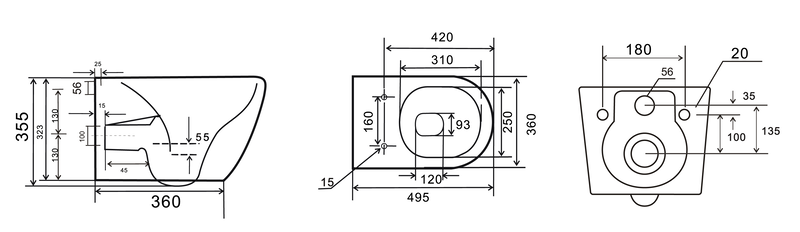 Унітаз підвісний Mixxus Premium ELLIPSE-0308-T3 GRAY 490x360x360mm система змиву TORNADO 3.0 - Зображення 10
