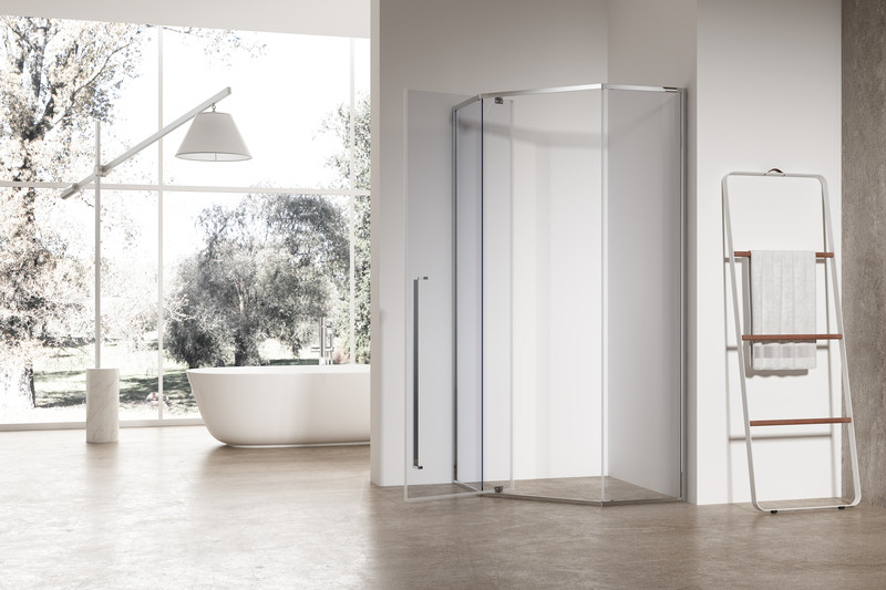 Душова кабіна без піддону KOER SR SC06-100x100x200-TR-01 прозоре скло Easy Clean 8мм, хром - Зображення 3