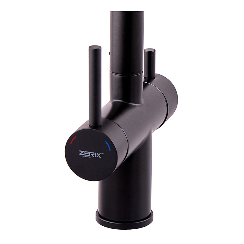 Кухонний змішувач на дві води Zerix LUX-024 Black з висувною лійкою - Зображення 4