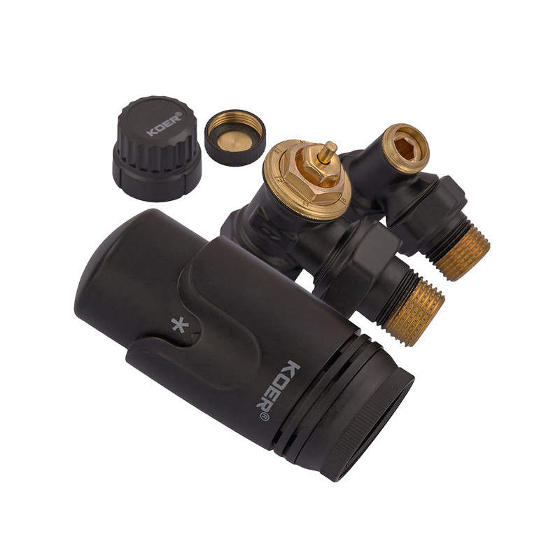 Комплект для підключення радіатора KOER SET-24.Black - 1/2'' кутовий з термоголовкою - Зображення 2