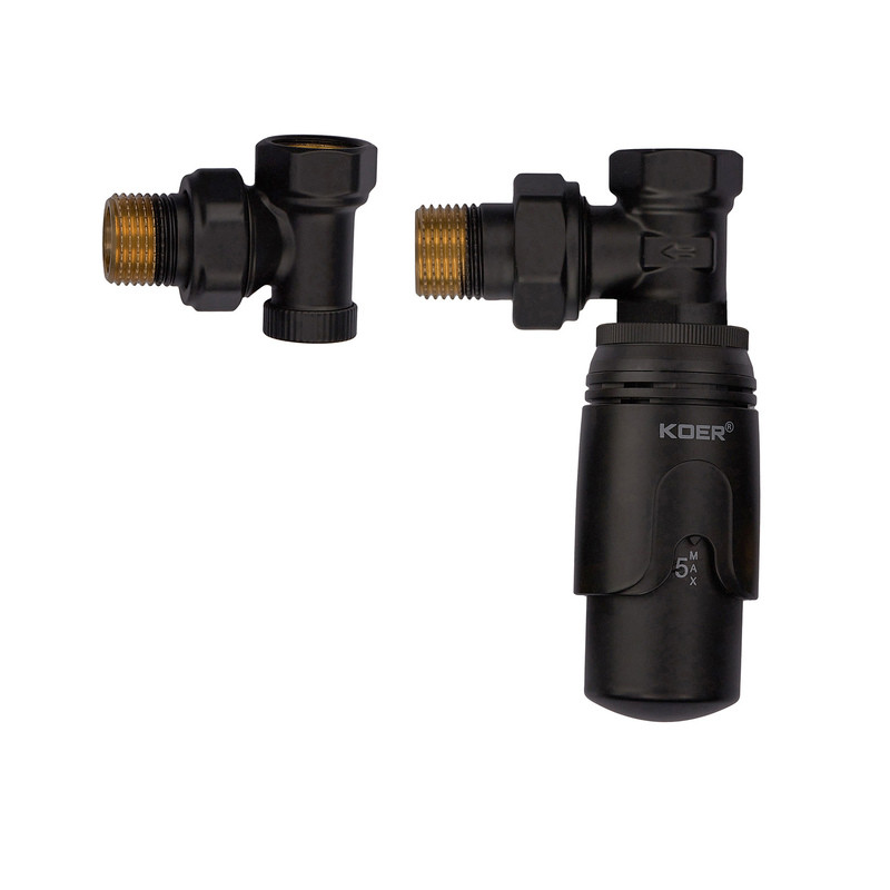 Комплект для підключення радіатора KOER SET-24.Black - 1/2'' кутовий з термоголовкою - Зображення 4