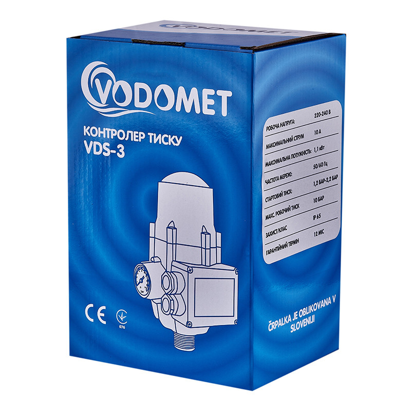 Контролер тиску Vodomet VDS-3 електронний для насоса до 1,1кВт, кутовий 1", з кабелем - Зображення 4