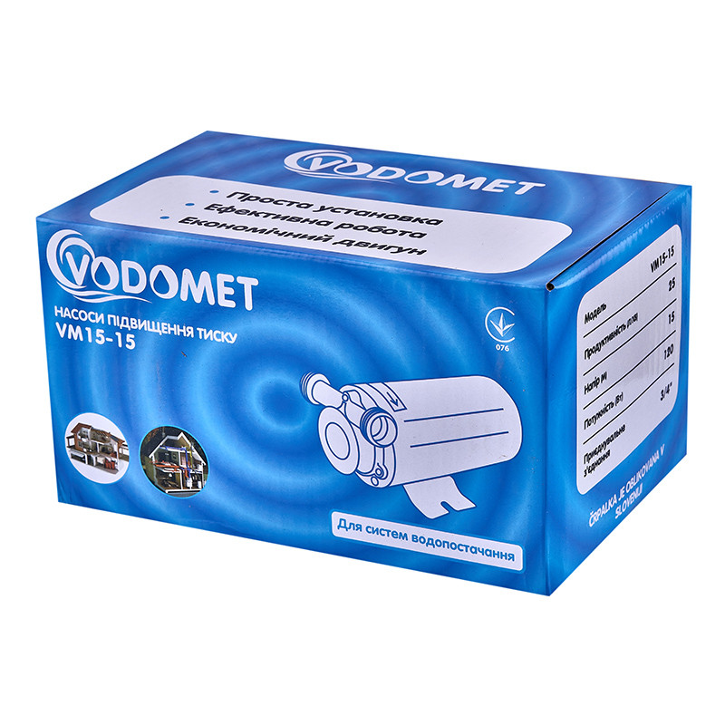 Насос підвищення тиску Vodomet VM15-15 Н=15М, Q=1,5кбМ, P=120Вт - Зображення 8