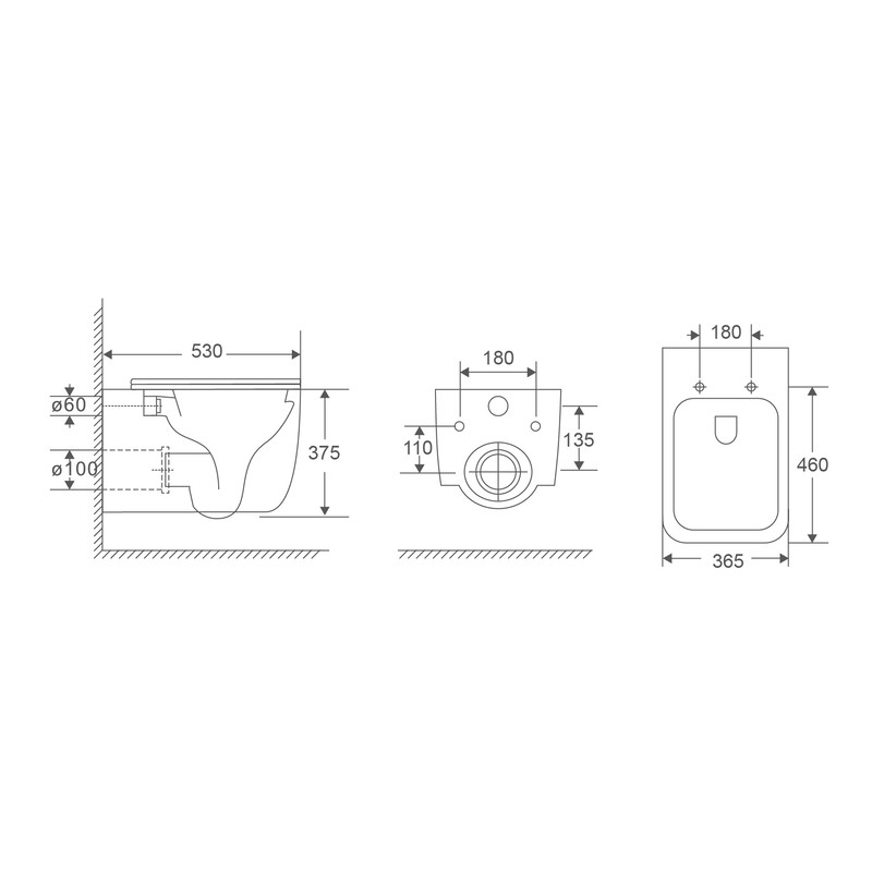Унітаз підвісний Mixxus Premium Diverse-0301-T1 530x365x373mm, система змиву Tornado 1.0 - Зображення 5