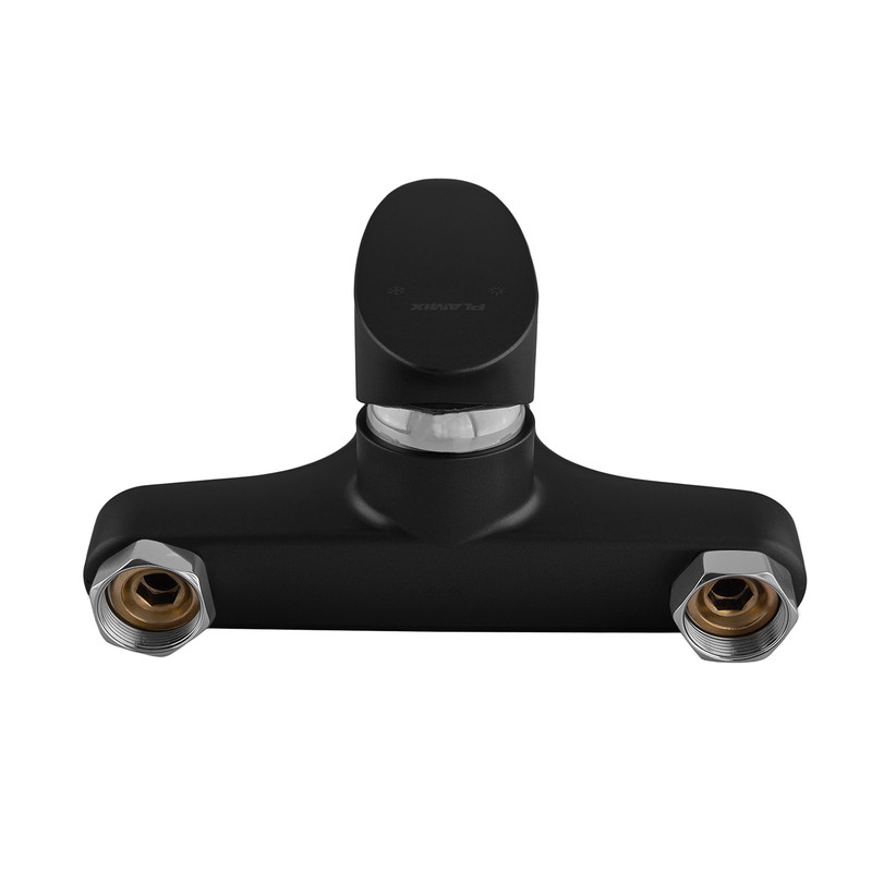 Змішувач для ванни Plamix CEZAR-009 EURO SET Matte black, зі шлангом, лійкою та кронштейном - Зображення 3