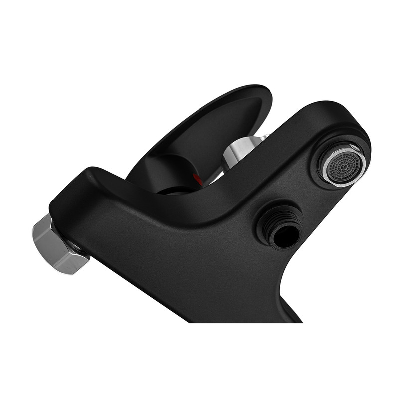 Змішувач для ванни Plamix CEZAR-009 EURO SET Matte black, зі шлангом, лійкою та кронштейном - Зображення 4