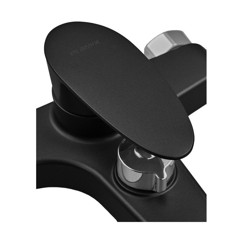 Змішувач для ванни Plamix CEZAR-009 EURO SET Matte black, зі шлангом, лійкою та кронштейном - Зображення 5