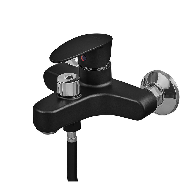 Змішувач для ванни Plamix CEZAR-009 EURO SET Matte black, зі шлангом, лійкою та кронштейном - Зображення 6