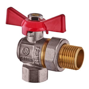 Кран з американкою кутовий, ручка "метелик" червона Waterpro WP400-15FMW-L - 1/2"