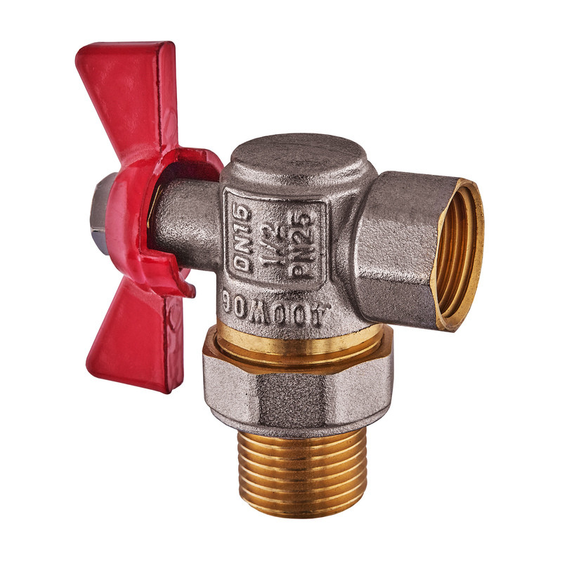 Кран з американкою кутовий, ручка "метелик" червона Waterpro WP400-15FMW-L - 1/2" - Зображення 2