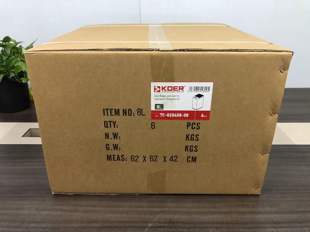 Відро для сміття сенсорне прямокутне KOER TC-020408-08 8 л колір білий - Зображення 2