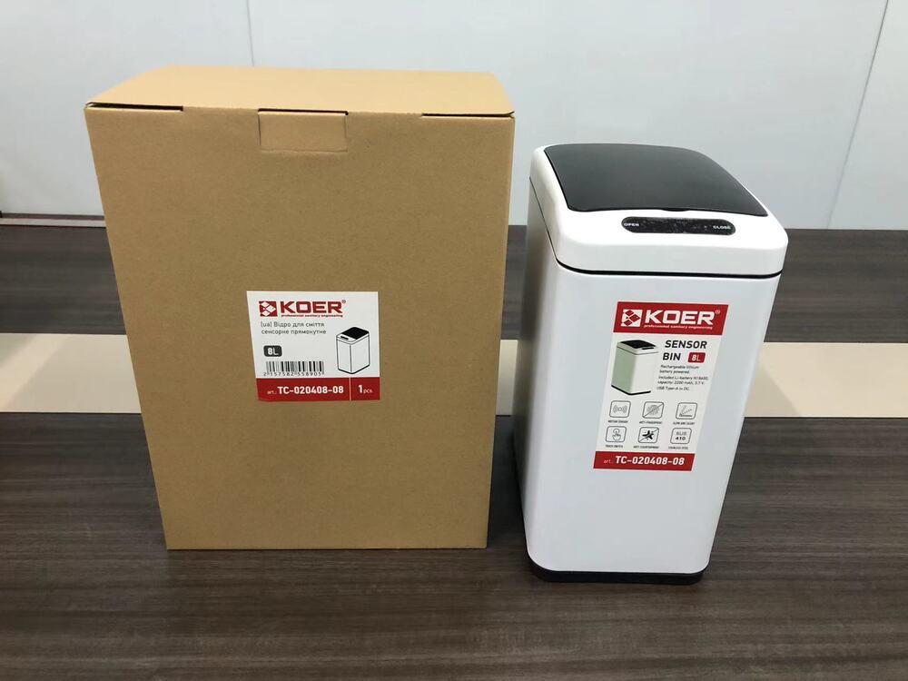 Відро для сміття сенсорне прямокутне KOER TC-020408-08 8 л колір білий - Зображення 6