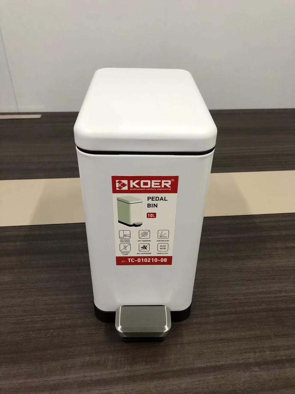 Відро для сміття з плавним закриттям прямокутне KOER TC-010210-08 10 л колір білий - Зображення 2