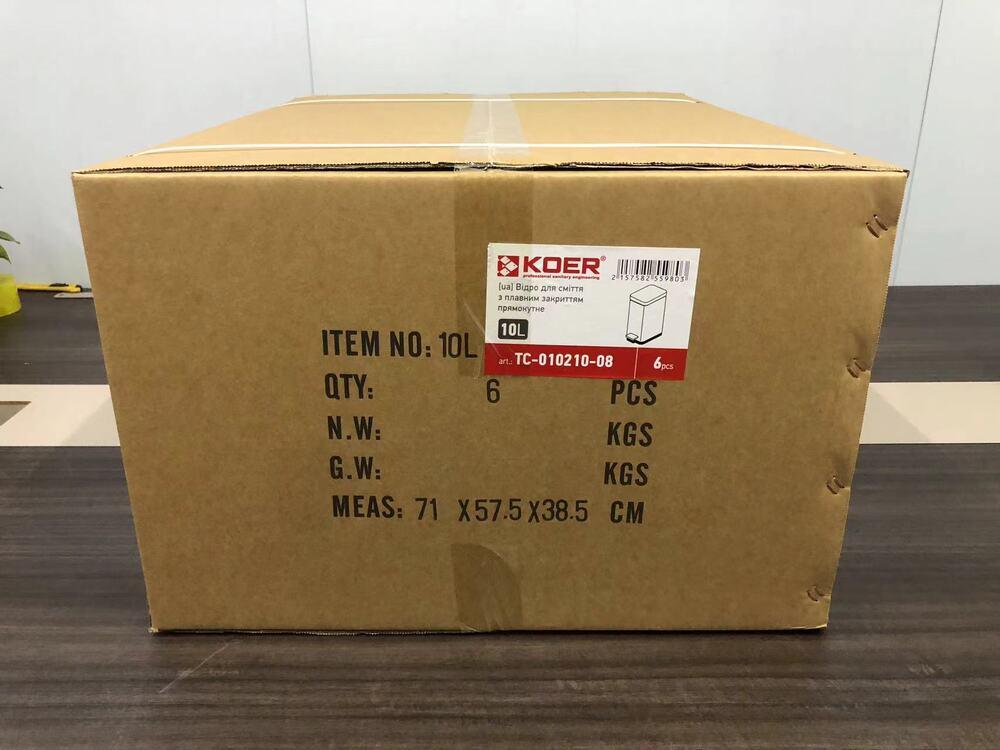 Відро для сміття з плавним закриттям прямокутне KOER TC-010210-08 10 л колір білий - Зображення 3