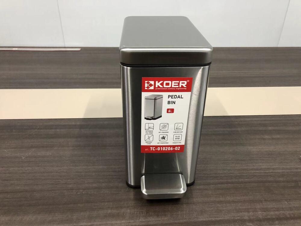 Відро для сміття з плавним закриттям прямокутне KOER TC-010206-02 6 л колір нержавійка - Зображення 7