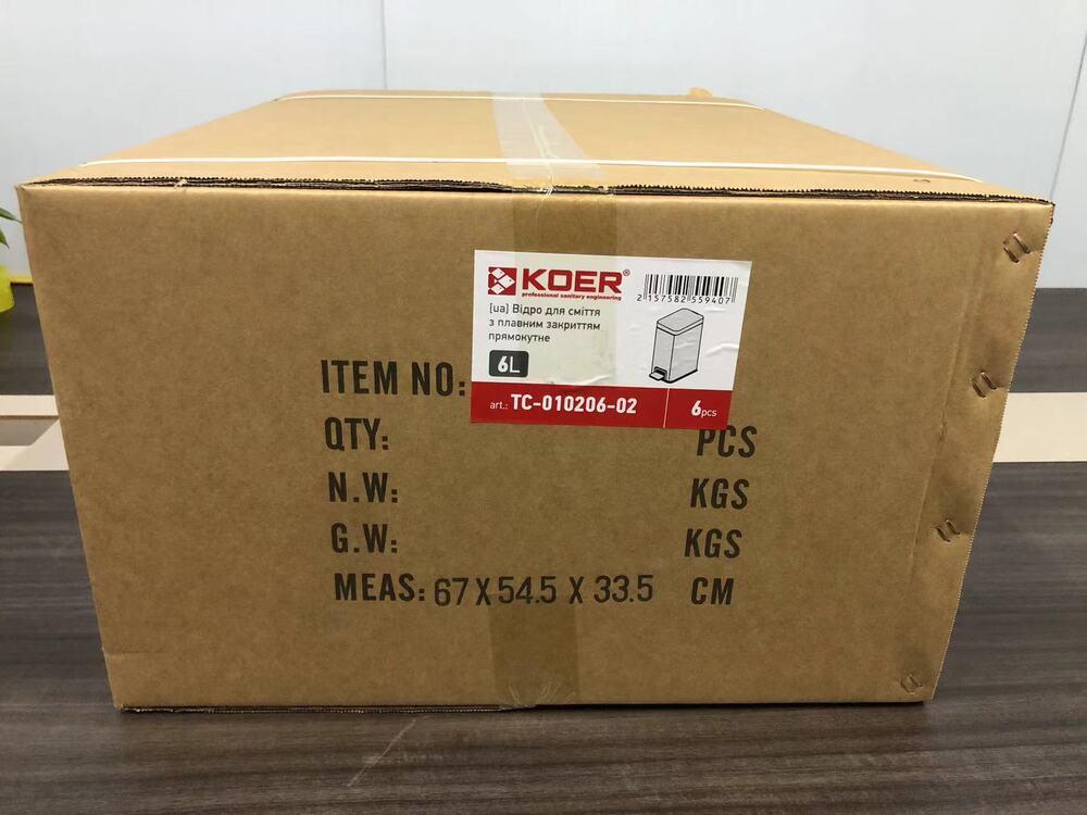 Відро для сміття з плавним закриттям прямокутне KOER TC-010206-02 6 л колір нержавійка - Зображення 8