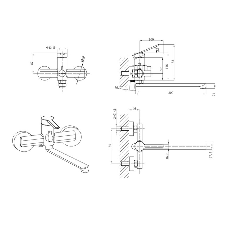 Змішувач для ванни Mixxus Lord 006 Euro Graphite - Зображення 2