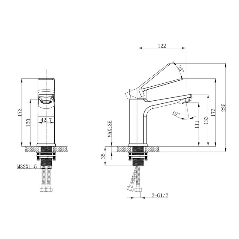 Змішувач для умивальника Mixxus Wilson 001 Graphite - Зображення 2
