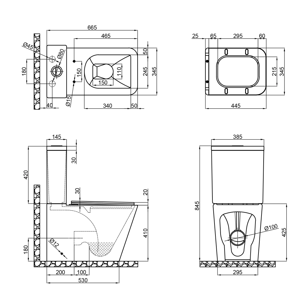 Чаша унітазу-компакту Mixxus Premium Quadro-0402-R Bowl 675х390х855 Rimless без сидіння - Зображення 6