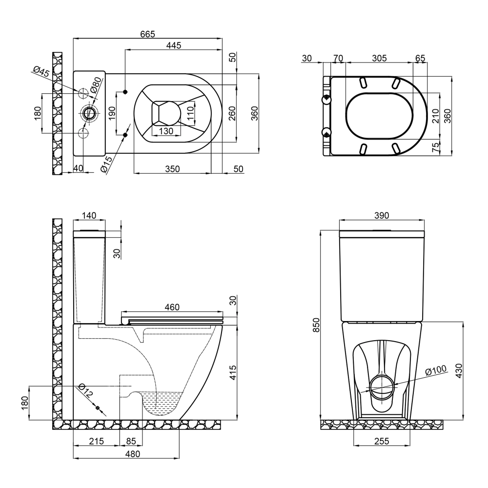 Чаша унітазу-компакту Mixxus Premium Ellipse-0402-T1 Bowl 660х390х855 Tornado 1.0 без сидіння - Зображення 5