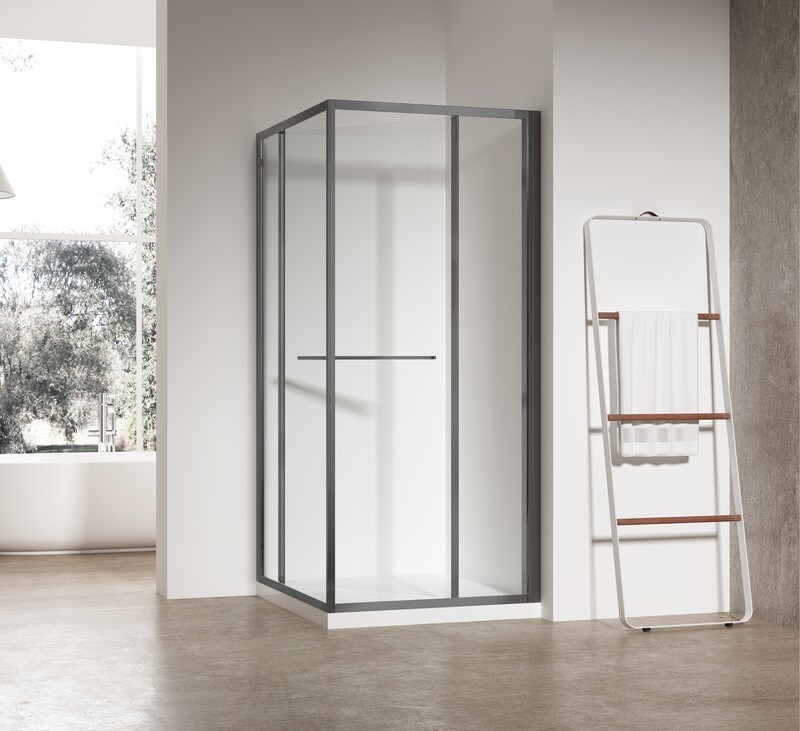 Душова кабіна без піддону KOER SR SC09-90x90x200-R-TR-07 прозоре скло Easy Clean 6мм Графіт - Зображення 6