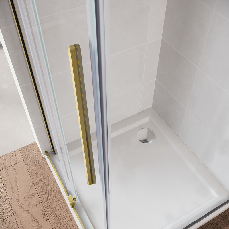 Двері у нішу Walk-In розсувні KOER SR SD07-120x200-R-TR-12 прозоре скло Easy Clean 8мм Матове золото - Зображення 2