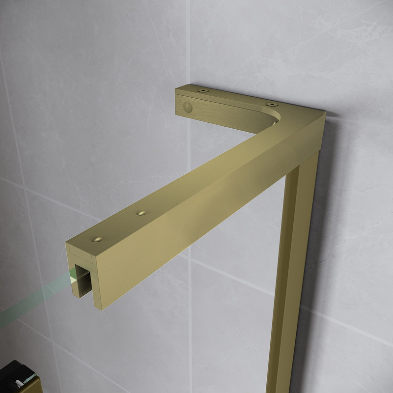 Двері у нішу Walk-In розсувні KOER SR SD07-120x200-R-TR-12 прозоре скло Easy Clean 8мм Матове золото - Зображення 3
