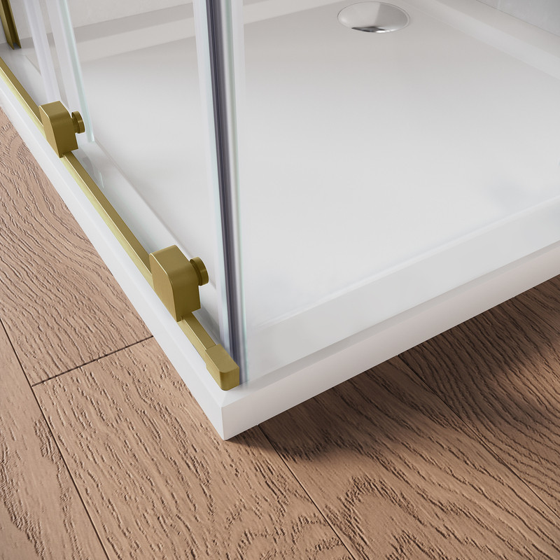 Двері у нішу Walk-In розсувні KOER SR SD07-120x200-R-TR-12 прозоре скло Easy Clean 8мм Матове золото - Зображення 6