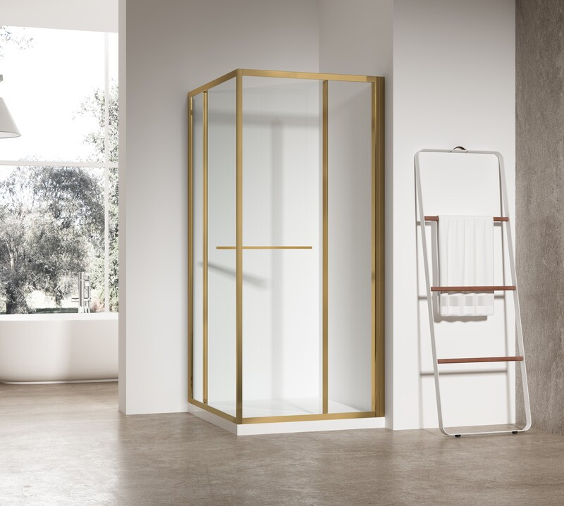 Душова кабіна без піддону KOER SR SC09-90x90x200-L-TR-12 прозоре скло Easy Clean 6мм Матове золото - Зображення 5