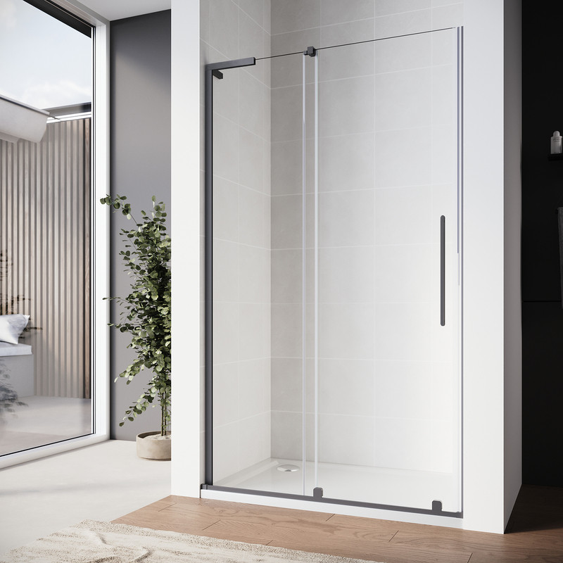 Двері у нішу Walk-In розсувні KOER SR SD07-120x200-L-TR-07 прозоре скло Easy Clean 8мм Графіт - Зображення 4