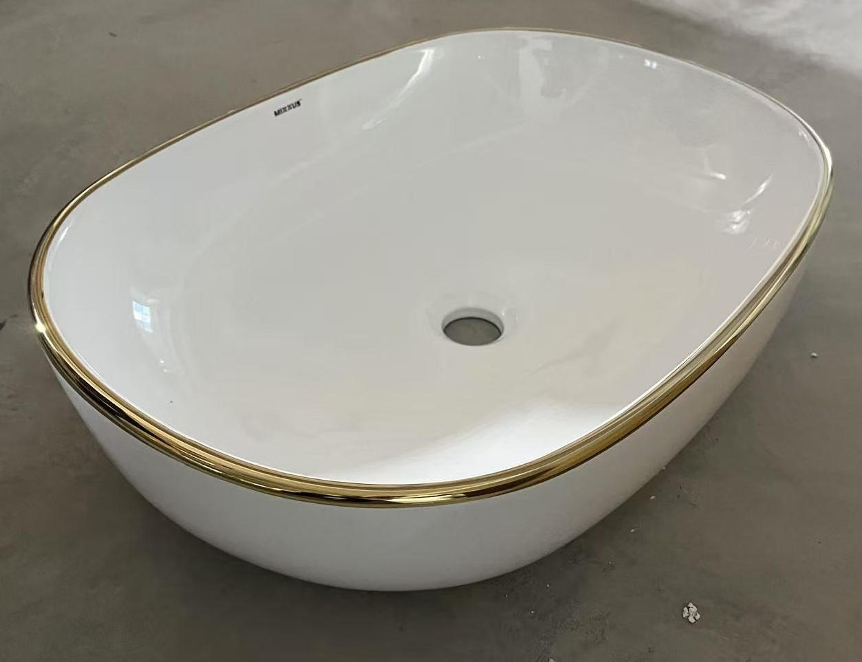 Раковина накладна Mixxus Premium ELLIPSE-0105 EDGE GOLD 600х400х150mm - Зображення 3