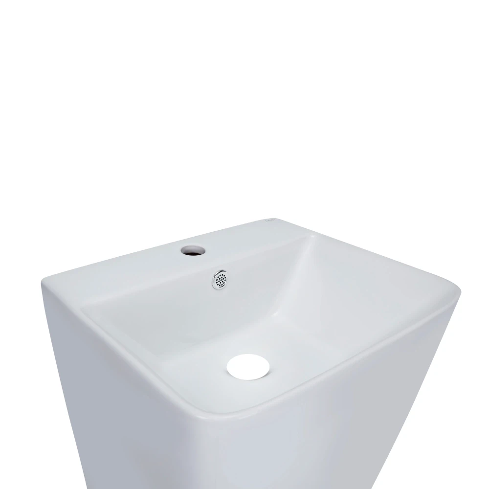 Раковина-моноблок Mixxus STYLE-1101 з отвором під змішувач і переливом 440×380×830 мм, білий - Зображення 4