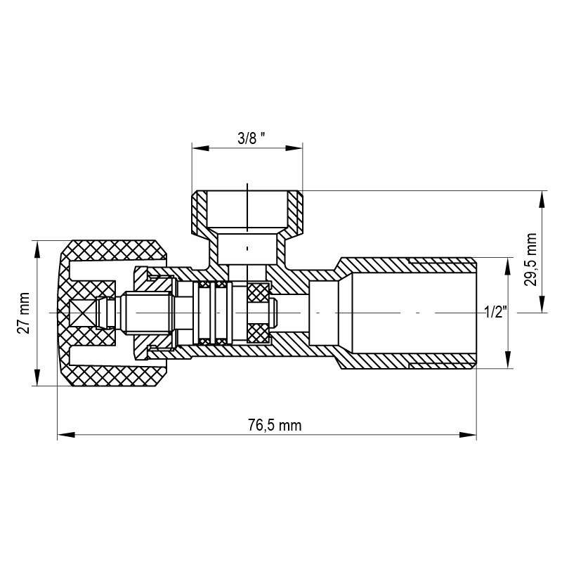 Кран вентильний KOER 1/2x3/8 з накидною гайкою 510 - Зображення 2