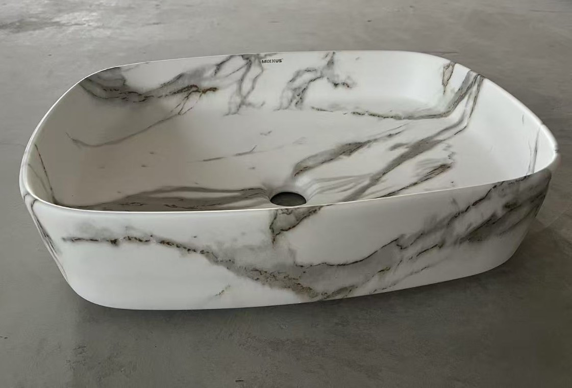 Раковина накладна Mixxus Premium BEVEL-0102 MARBLE 495х370х135mm - Зображення 4