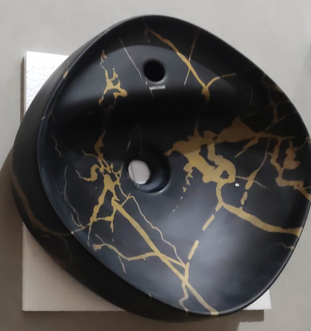Раковина накладна MIXXUS PREMIUM WAVE-0201 MARBLE 430х430х150mm з отвором під змішувач - Зображення 5