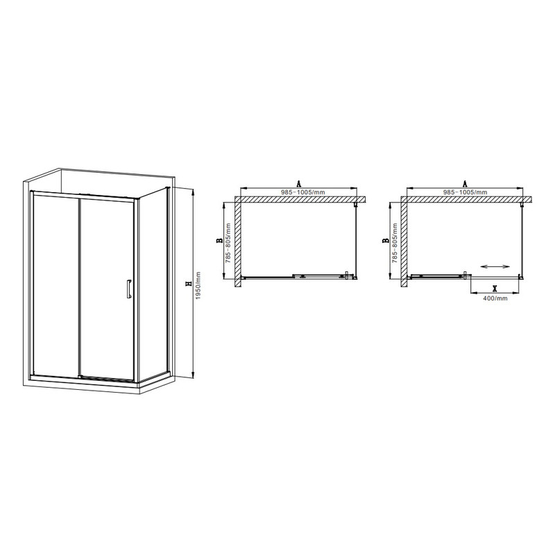 Душова кабіна без піддону Mixxus Premium DIVERSE SC03-100x80x195-TR Chrome прозоре скло 6мм - Зображення 5
