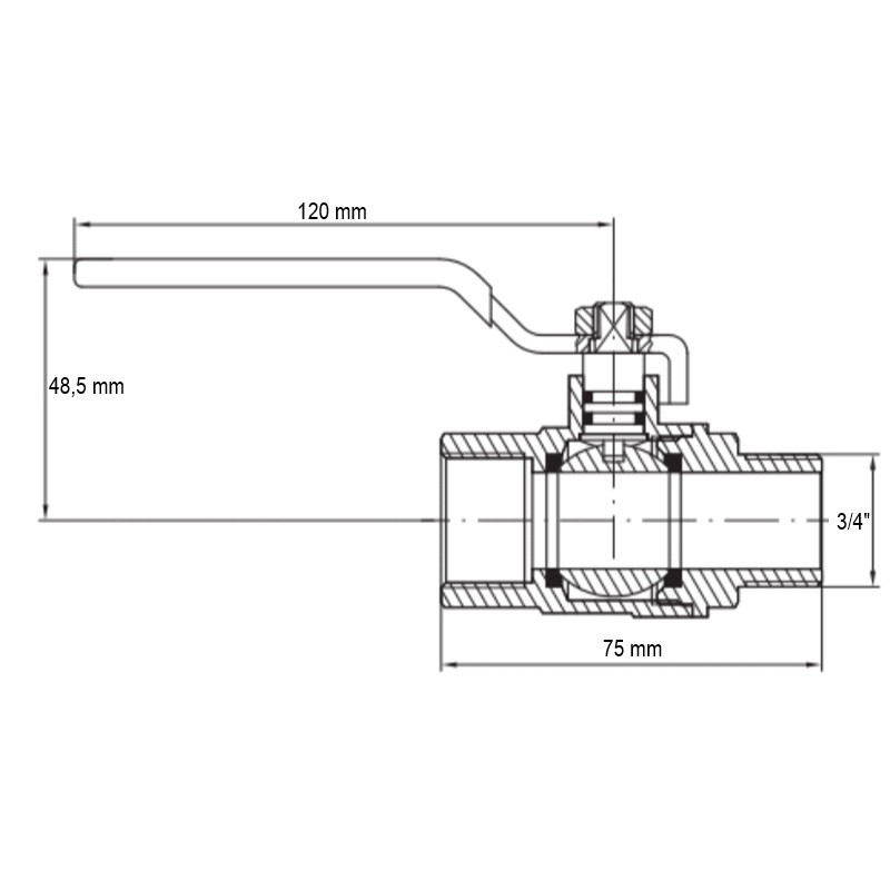 Кран кульовий KOER KG.205 - 3/4" FM ГШВ - Зображення 3